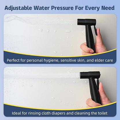 Handheld Toilet Bidet Sprayer for Toilet-Adjustable Water Pressure Control with Bidet Hose for Feminine Wash, Stainless Steel Brushed Nickel Cloth Diaper for Baby Wash (Matte Black, 1)