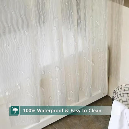 Shower Curtain Liner, 100% Waterproof Eva Shower Curtains with 3 Duty Heavy Bottom Magnets and 12 Rust Proof Grommets, 72x72 Weighted Shower Liner for Shower Stall, Bathtubs