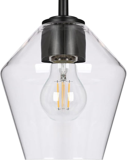 KSANA Bathroom Light Fixture, Modern Black Vanity Lights Over Mirror 3 Light Bathroom Lighting with Clear Glass