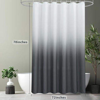 AooHome Fabric Shower Curtains, Cloth Ombre Grey Shower Curtain Sets, Washable Fabric Gray and White Shower Curtain, Rustic Farmhouse Bathroom Shower Curtains, 72x78 Inches
