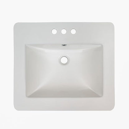 MSI White 21.00 in. (Width) X 18.3125 in. (Height) Rectangle Porcelain Overmount Vanity Sink