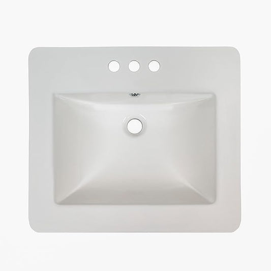 MSI White 21.00 in. (Width) X 18.3125 in. (Height) Rectangle Porcelain Overmount Vanity Sink