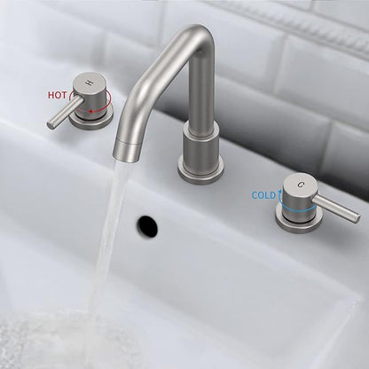 GAOMON Brushed Nickel Bathroom Faucet 3 Hole,8 Inch Bathroom Faucet with Metal Pop-up Drain Assembly, Two Handle Vanity Faucet with cUPC Supply Lines, 8" Widespread Bathroom Sink Faucet