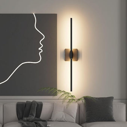 28In Hardwired Black Wall Sconce Modern Vantiy Light LED Bathroom Light Fixtures Over Mirror 3000K 360° Rotatable Bathroom Sconce