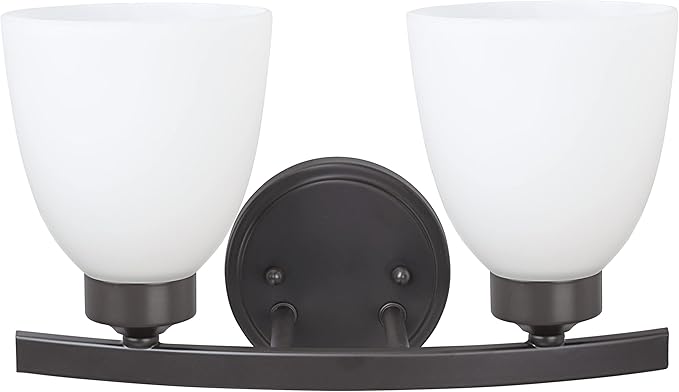 Aspen Creative 62203-2, Two-Light Metal Bathroom Vanity Wall Light Fixture, 13" Wide, Transitional Design in Oil Rubbed Bronze, 2