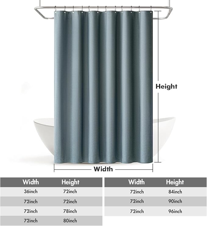 MIULEE Linen Fabric Shower Curtain Dusty Blue W72*L72 12 Metal Hooks | Modern, Heavy Duty, Shower Curtain Set, Waterproof Thick Cloth Shower Curtains, Bathroom Hotel Bathtub, Washable