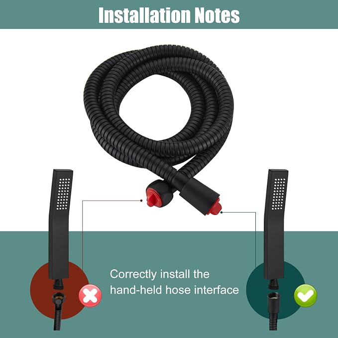 Heyalan 8-Inch Exposed Shower System with Handheld, Tub Spout, Matte Black | 3-function exposed shower system with 8-inch rainfall head, handheld shower, tub spout, adjustable slide bar, 1.8 GPM