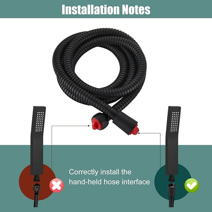Heyalan 8-Inch Exposed Shower System with Handheld, Tub Spout, Matte Black | 3-function exposed shower system with 8-inch rainfall head, handheld shower, tub spout, adjustable slide bar, 1.8 GPM