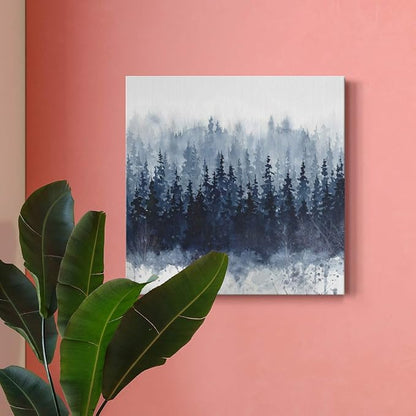 Renditions Gallery Indigo Forest Wall Art, Premium Gallery Wrapped Canvas Decor, Ready to Hang, 16 in H x 16 in W, Made in America Print