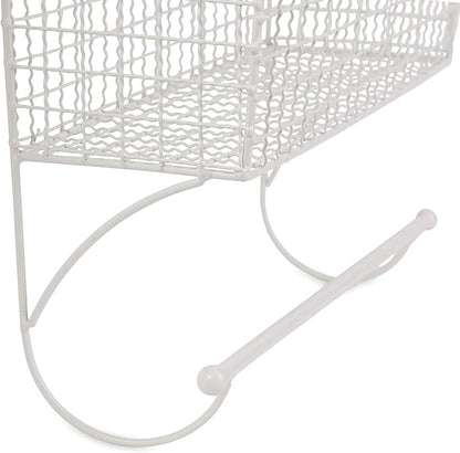 DII Rustic Farmhouse Bathroom Décor, Metal Storage, Large Towel Bar, Antique White