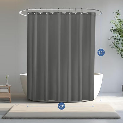 downluxe Waterproof Fabric Shower Curtain Liner, Soft Cloth Shower Liner with Magnets, Machine Washable & Hotel Quality Bathroom Curtain, 70" W x 72" L, Dark Grey