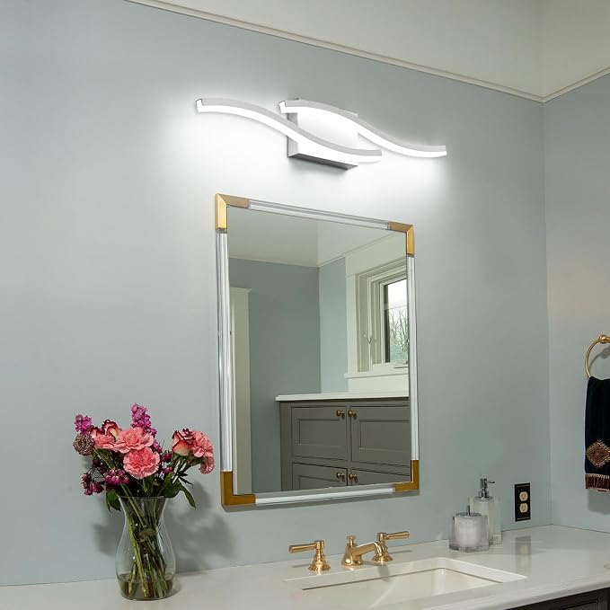 PRESDE 24" LED Bathroom Vanity Light, Modern Brushed Nickel Wall Bar Fixture Over Mirror Dimmable
