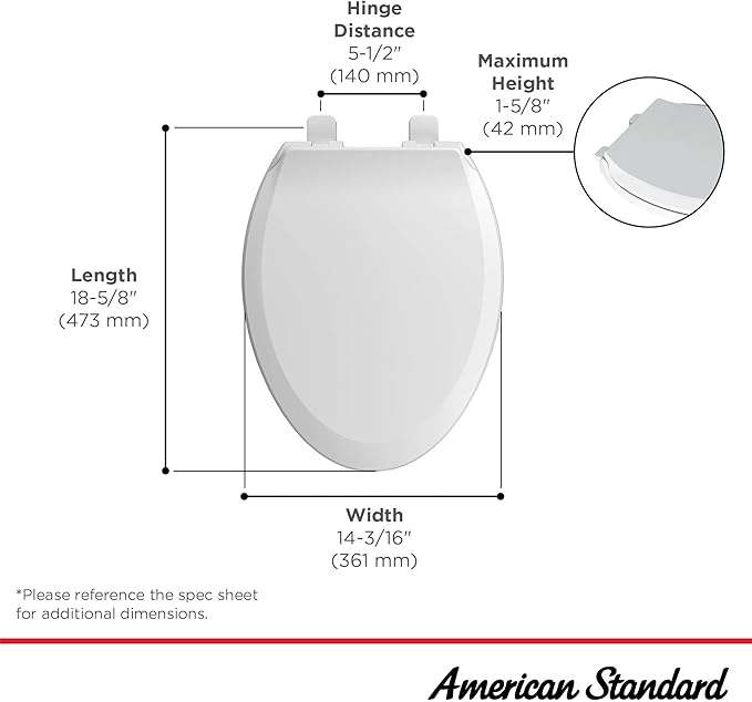 American Standard 5503A00B.020 Transitional Elongated Toilet Seat Soft Close, White