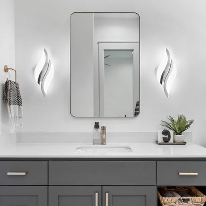 CANEOE Modern LED Wall Sconce 6000K Chrome Indoor Wall Light Fixtures Acrylic Wall Sconce Lighting for Living Room Bedroom Bedside Bathroom Hallway Stairway Wall Lamp (Chrome, 1 Pack, 6000K)