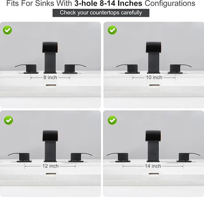 8 Inch Waterfall Bathroom Faucets 3 Hole - Oil Rubbed Bronze Widespread Bathroom Faucet with Pop-up Drain, Two Handles Bathroom Sink Faucet, Modern Vanity Sink faucets with Supply Lines
