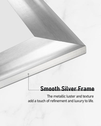 CULER Silver Wall Mirror for Bathroom,Rectangle 24 x 36 inch Vanity Mirrors | Rustic Hanging Mirror with Wood Grain Pattern for Living Room,Bedroom,Entryway