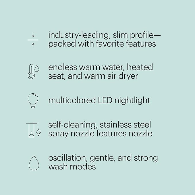 Brondell T44-RW Swash Thinline Electric Bidet Toilet Seat with Oscillating Stainless Steel Nozzle, T44-Thinline