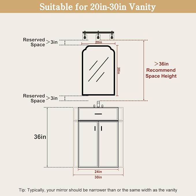 Wood Frame Wall Mirror Rounded Corner Arch Rectangle Mirror for Entryway, Living Room or Bedroom Home Decor - Light Woodgrain [20" x 30" Natural ]