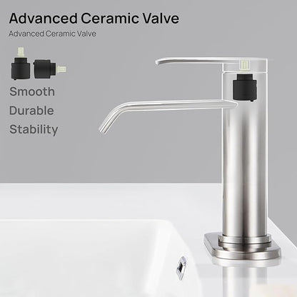 GAGALIFE Bathroom Faucet 1 Hole, Brushed Nickel Bathroom Sink Faucet with Metal Pop-up Drain Supply Lines and Deck, Modern Waterfall Bathroom Faucets Single Handle, JJL-MP-7001BN