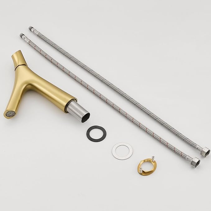 Faucet for Bathroom Sink Single Handle Bathroom Faucet 1 Hole Brass Hot and Cold Brushed Gold