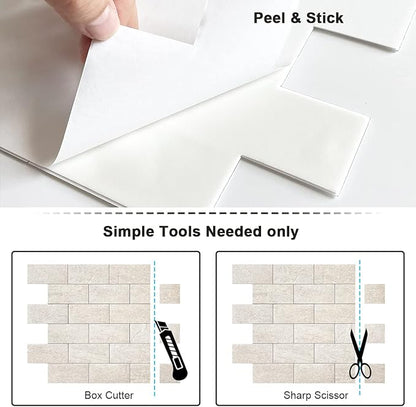 BeNice Marble Peel Stick Backsplash Tile Kitchen Rustic Beige 10pcs