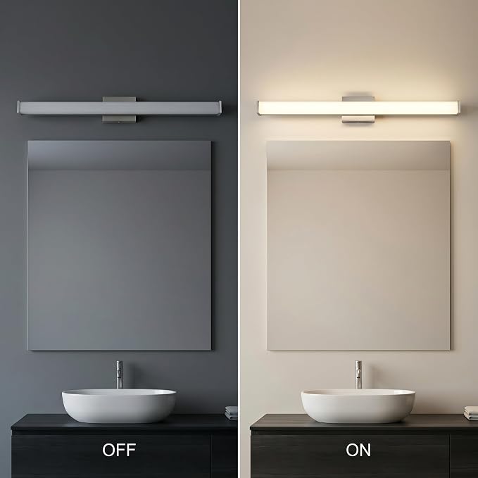 URSOLA 36" Modern LED Bathroom Light Fixtures, Brushed Nickel 3CCT Dimmable Bathroom Vanity Light Over Mirror, Bathroom Vanity Bath Bar Lights with Double Layer Acrylic Shade