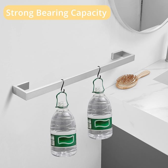Fapully 23.6-Inch 6 Piece Bathroom Hardware Accessories Set Brushed Nickel | Stainless Steel Wall Mounted Include Towel Bar,Hand Towel Holder,Toilet Paper Holder,Robe Towel Hook,Coat Hook,Towel bar set