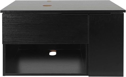 28 Inch Black Floating Bathroom Vanity with 1-Door and 1-Drawer, Modern Wall Mounted Cabinet Without Sink