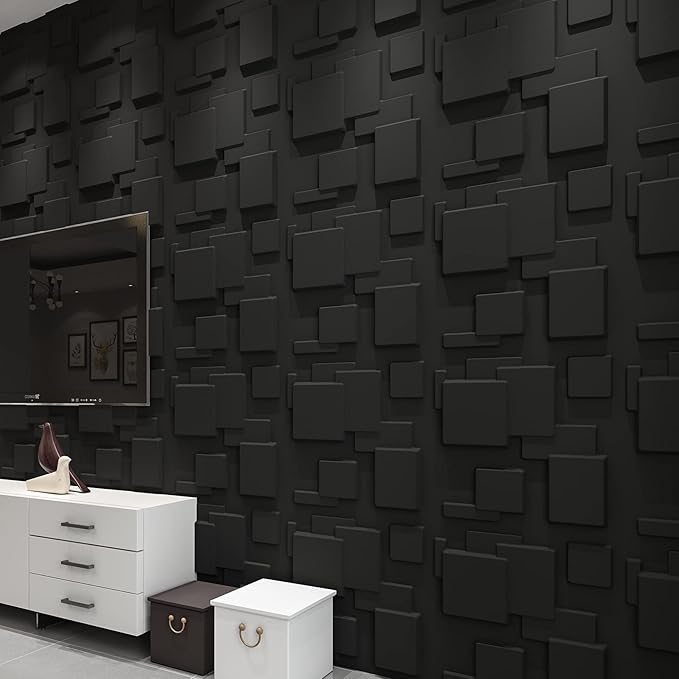 Art3d A10033BK 3D Wall Panels, Black, 32 Square Feet