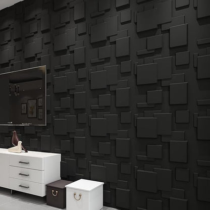 Art3d A10033BK 3D Wall Panels, Black, 32 Square Feet