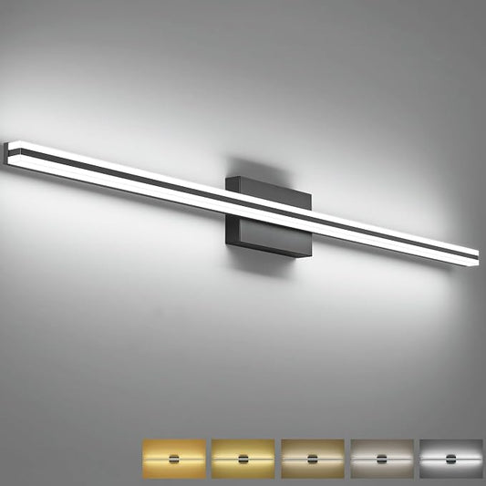 SOLFART Bathroom Vanity Lights Over Mirror Dimmable 48 Inch Matte Black Bathroom Light Fixtures 5CCT 30W Vanity Lighting Fixtures