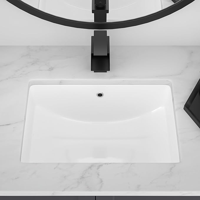 22''x15'' Undermount Bathroom Sink Rectangle Bathroom Sink White Porcelain Ceramic Vanity Sinks Under Counter Basin Lavatory Sinks