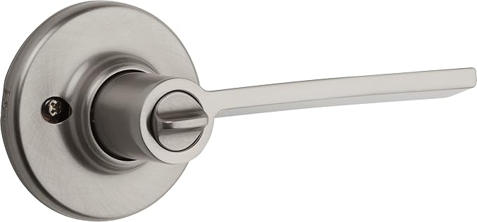 Kwikset 93001-903 300LRL 15 6AL RCS Ladera Privacy Door Handle Lever with Modern Slim Square Design for Bedroom or Bathroom, Satin Nickel (Pack of 2)