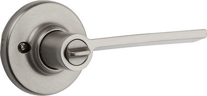 Kwikset 93001-903 300LRL 15 6AL RCS Ladera Privacy Door Handle Lever with Modern Slim Square Design for Bedroom or Bathroom, Satin Nickel (Pack of 2)