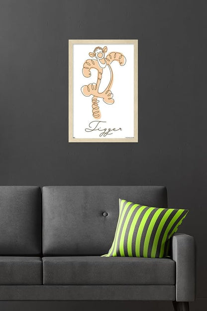 Trends International Disney Simple Moments Line Art - Tigger Wall Poster, 22.4L x 14.7W, Blonde Framed Version