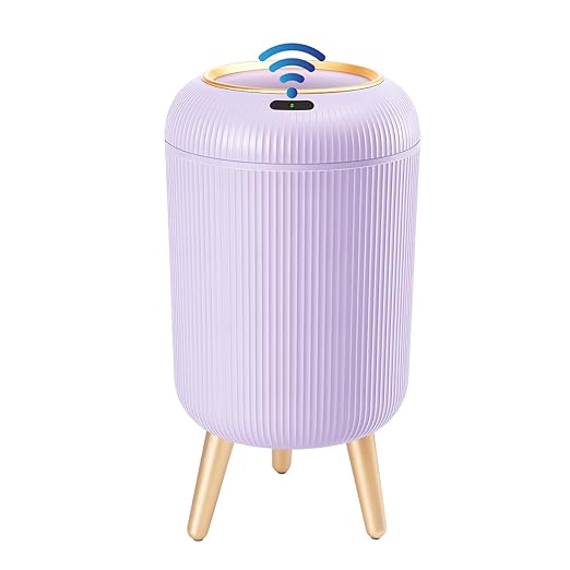 Procade Automatic Trash Can Bathroom,Auto Small Purple Garbage Can with Lid | 3 Gallon Touchless Motion Sensor Trash can with Legs,Smart Gold Purple Waste Basket for Bedroom,Kitchen,Dorm,rv,Office