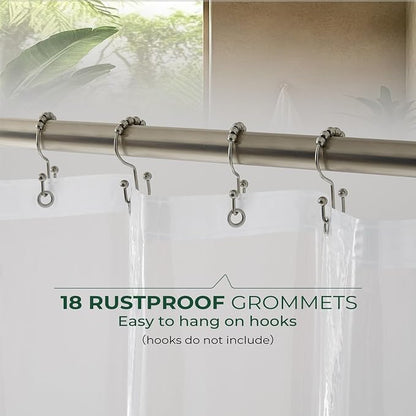 Clear Shower Curtain Liner with Side Suction Cups, Exrta Wide Premium PEVA Plastic Shower Liner with 3 Magnets, Waterproof Bathroom Curtain, 108 x 72, Clear