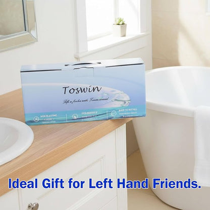 Left Handed Bidet Left Hand Bidet Left Side Control Bidet Attachment for Toilet with Dual Front & Rear Nozzles and Adjustable Water Pressure -White Knob