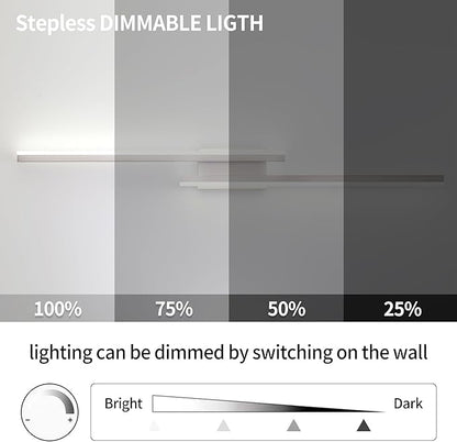 48in Modern LED Brushed Nickel Vanity Light Bar, Dimmable 46W 3200LM, 5000K Cool White, Adjustable Bathroom Light Fixtures Over Mirror -2 Light