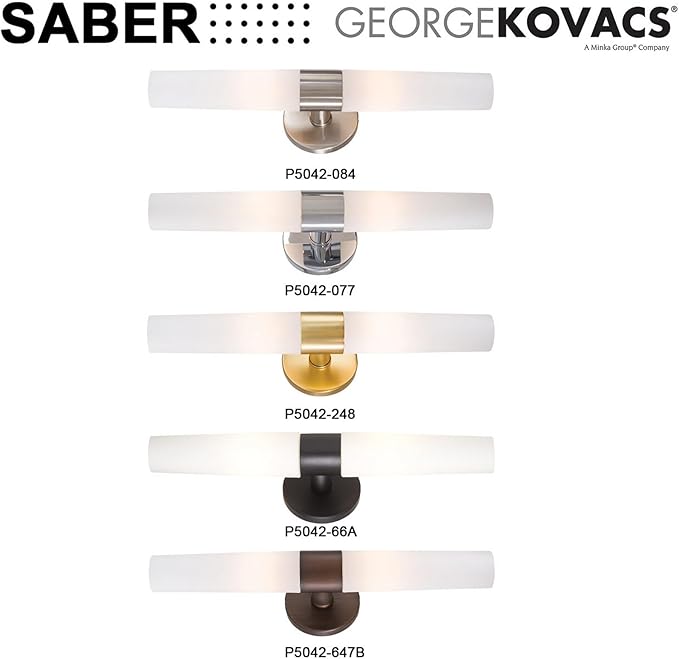 GEORGE KOVACS P5042-248 Saber Vanity Bath Light, 2-Light, 120 Total Watts, 4.75-in H x 20-in W, Honey Gold