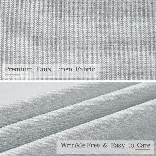 Furlinic No Hook Scalloped Shower Curtain Waterproof Linen 72x84 Dusty Blue