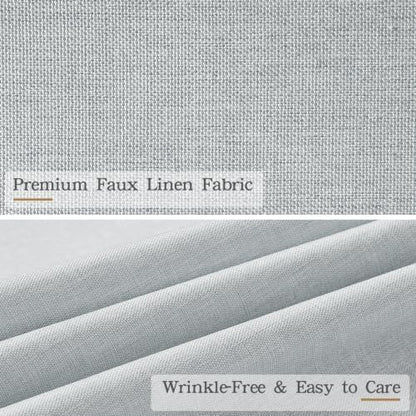 Furlinic No Hook Scalloped Shower Curtain Waterproof Linen 72x84 Dusty Blue