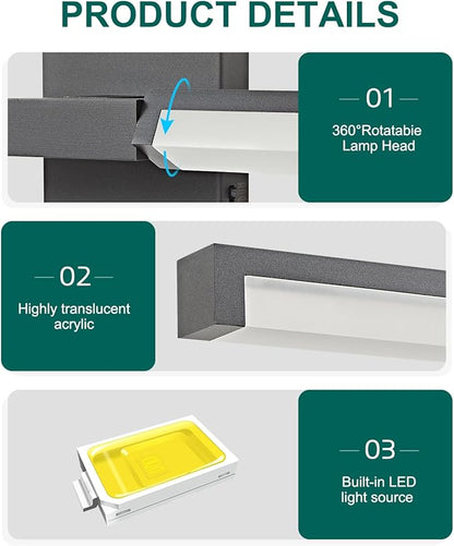 OKELI Modern Bathroom Light Fixtures Over Mirror, 32 Inch Matte Black Vanity Light Bar for Bathroom, 16W 5CCT Diammable Wall Light - 2Pack