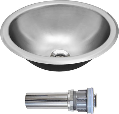 LQS Small RV Sink, 13.39 x 10.63 Inch Stainless Steel RV Bathroom Sink | Oval Small Sink for RV Bathrooms, Camper Kitchens and Bars, 5.12-Inch Depth with Stainless Steel Drain Assembly Included