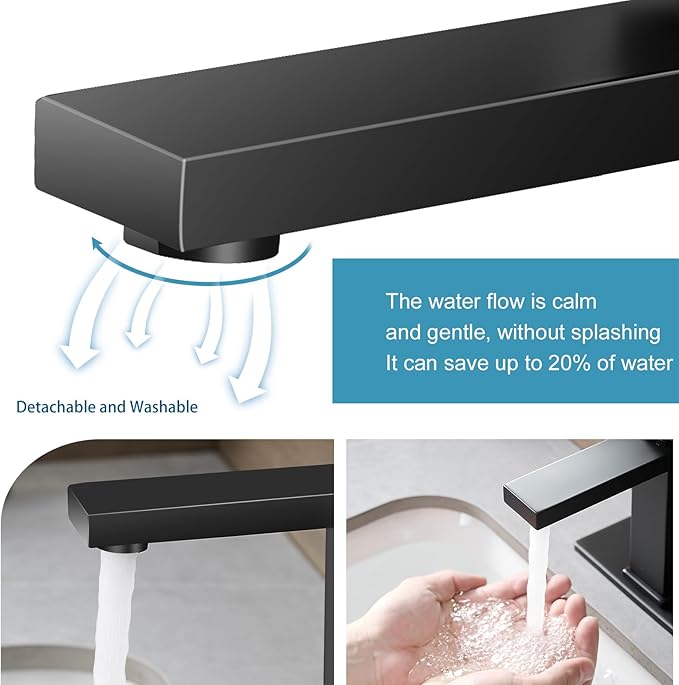 Bathroom Faucet 1 Hole Black Single Hole Bathroom Faucet Single Handle Faucet for Bathroom Sink Vanity RV (with Pop-up Drain and Deck) Suitable for 1 Hole or 3 Hole