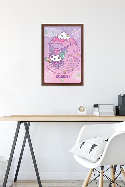 Hello Kitty and Friends: 24 Dreamland - Kuromi Wall Poster, 22.4L" x 14.7W", Mahogany Framed Version