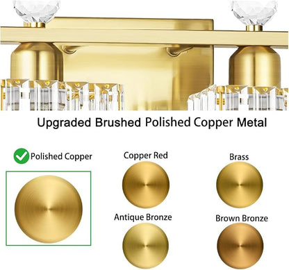 Lxybcce Bathroom Vanity Lights Over Mirror - Easy Installation with Clear Guide, 4-Light Shadow-Free Design, Gold Crystal Finish - for Modern Home Bathroom Lighting Fixtures in DIY Projects