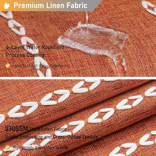 BTTN 48 x 72 Boho Linen Heavy Duty Cloth Shower Curtain Set, Burnt Orange
