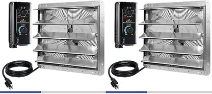 iLiving 20" & 18" Wall Mounted Shutter Exhaust Fans, Automatic Shutter, Thermostat & Variable Speed Controller