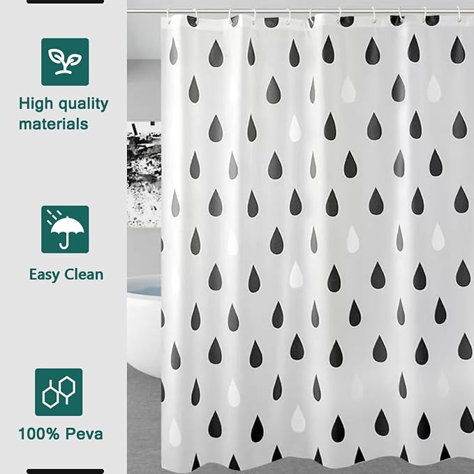 Shower Curtain Liner, 100% Waterproof Peva Shower Curtains with 3 Duty Heavy Bottom Magnets and 12 Rust Proof Grommets, 72x72 Weighted Shower Liner for Shower Stall, Bathtubs